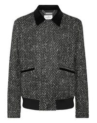 PHILIPP PLEIN Chevron Collared Bomber Gothic Plein black
