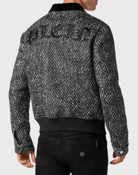 Philipp Plein｜Chevron Collared Bomber Gothic Plein black 男款夾克
