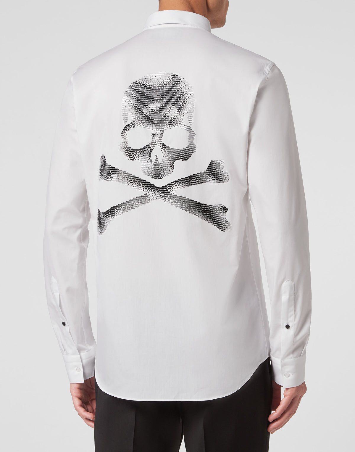 Philipp Plein｜Shirt Sugar Daddy Cut LS Skull&Bones white 男款襯衫