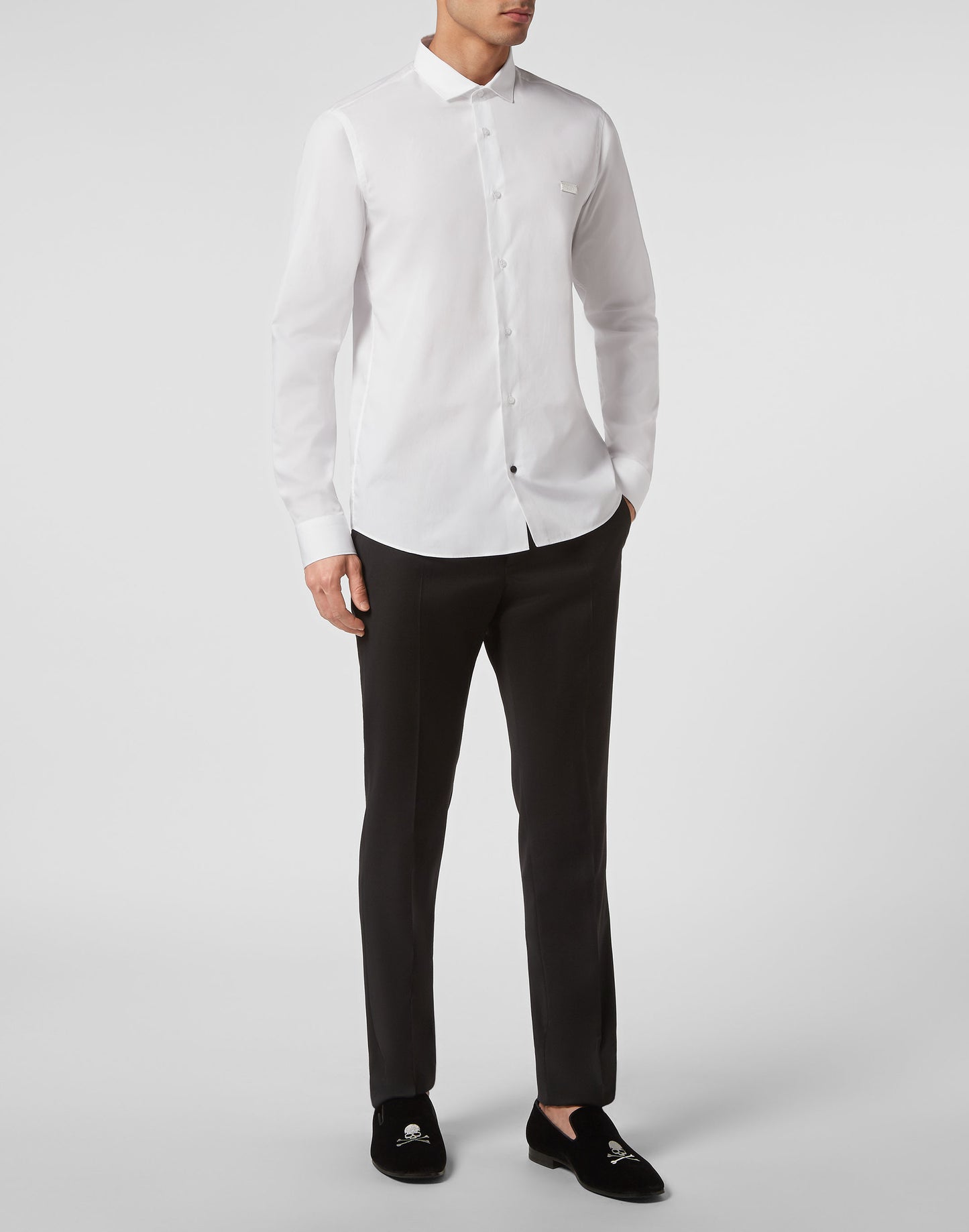 Shirt Sugar Daddy Cut LS Skull&Bones white