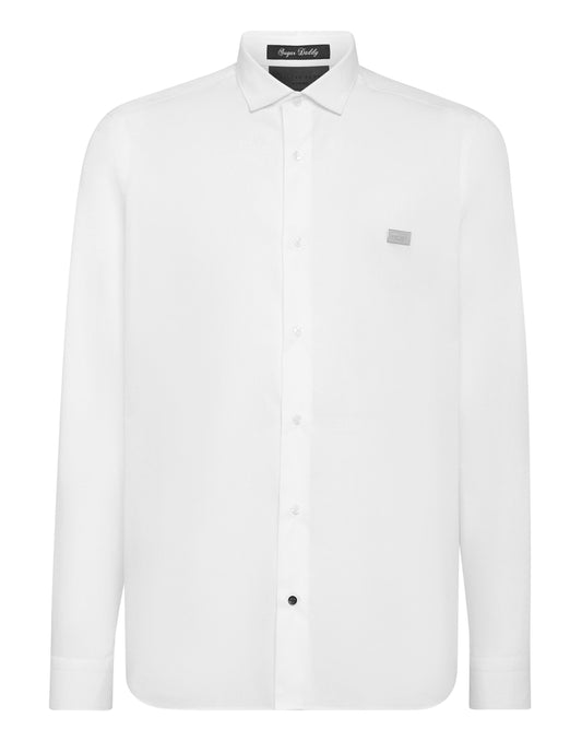 Shirt Sugar Daddy Cut LS Skull&Bones white