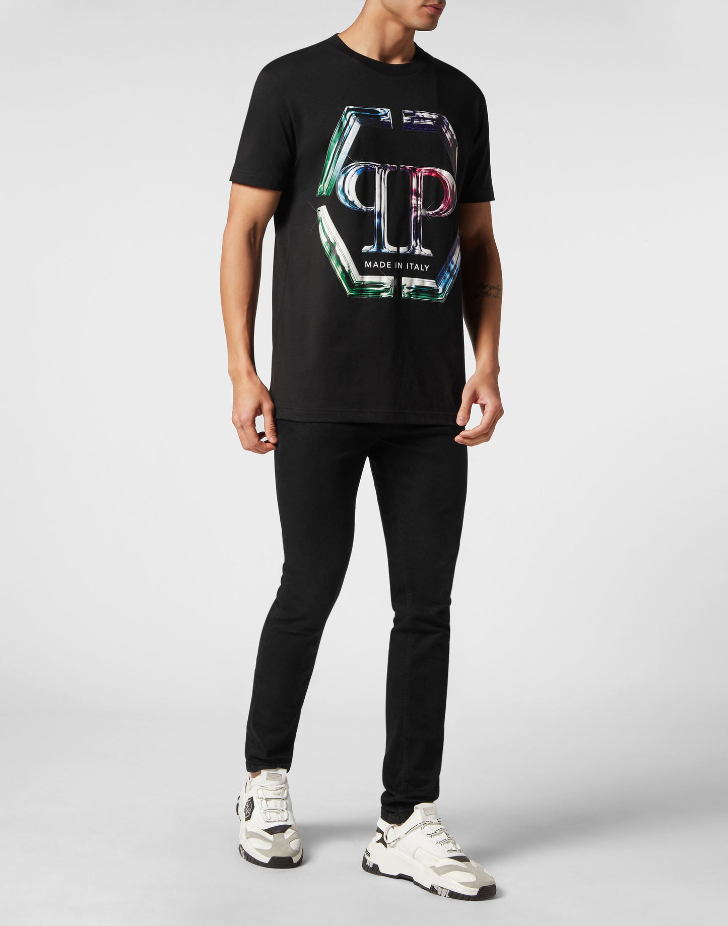 T-shirt Round Neck SS PP Glass black / multicolored