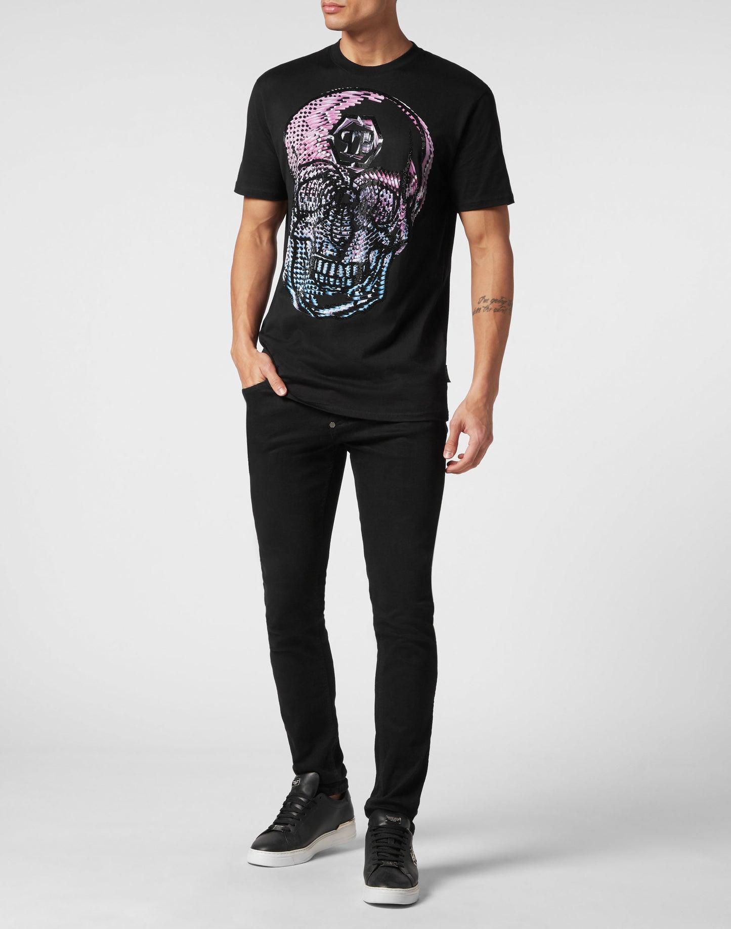 T-shirt Round Neck SS Skull black / multicolored