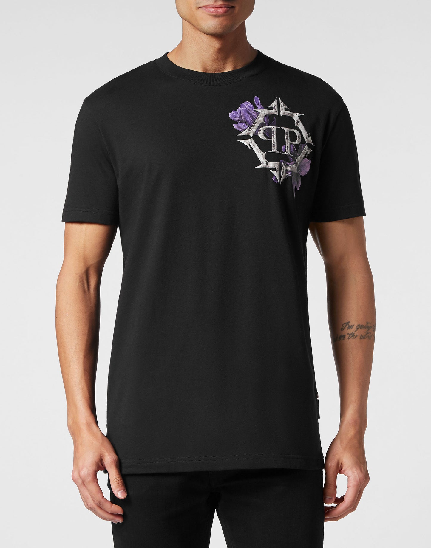 T-shirt Round Neck SS Flowers black