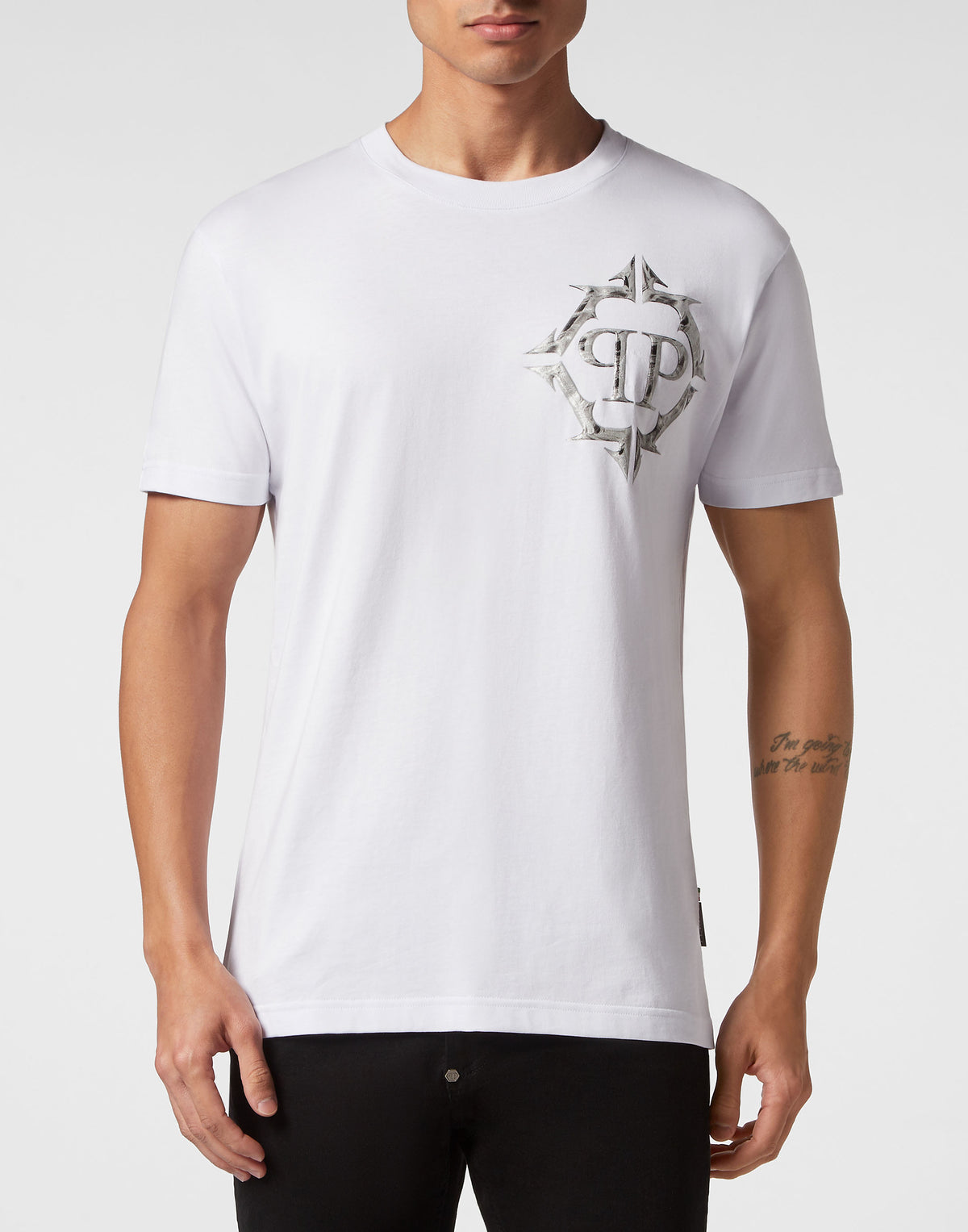 Philipp Plein｜T-shirt Round Neck SS Chrome white 男款T恤