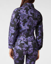 Philipp Plein｜Cropped Denim Jacket Paisley Flowers black 女款牛仔外套