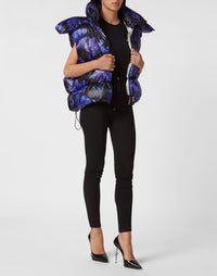 Philipp Plein｜Nylon Down Jacket Vest Flowers black 女款外套