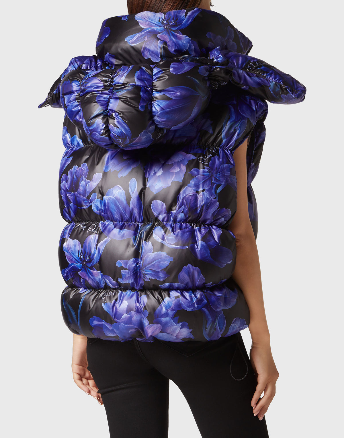 Philipp Plein｜Nylon Down Jacket Vest Flowers black 女款外套