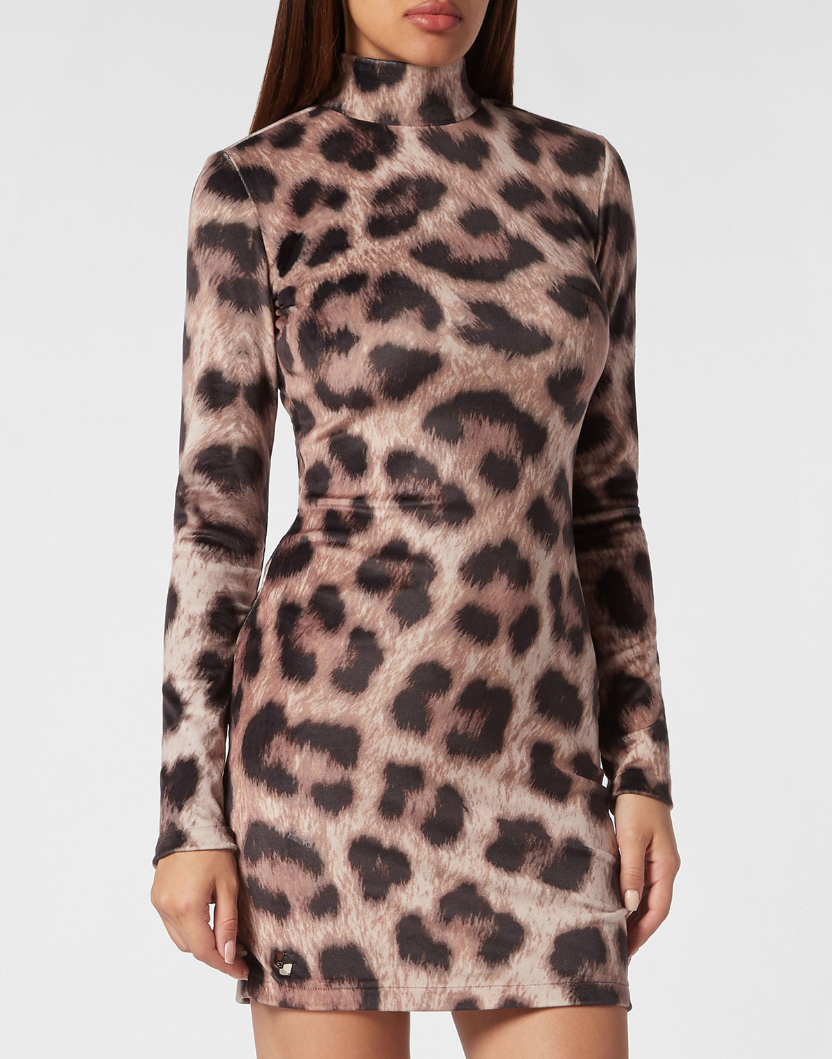Philipp Plein｜Chenille Turtleneck Mini Dress Leopard leopard 女款連身裙