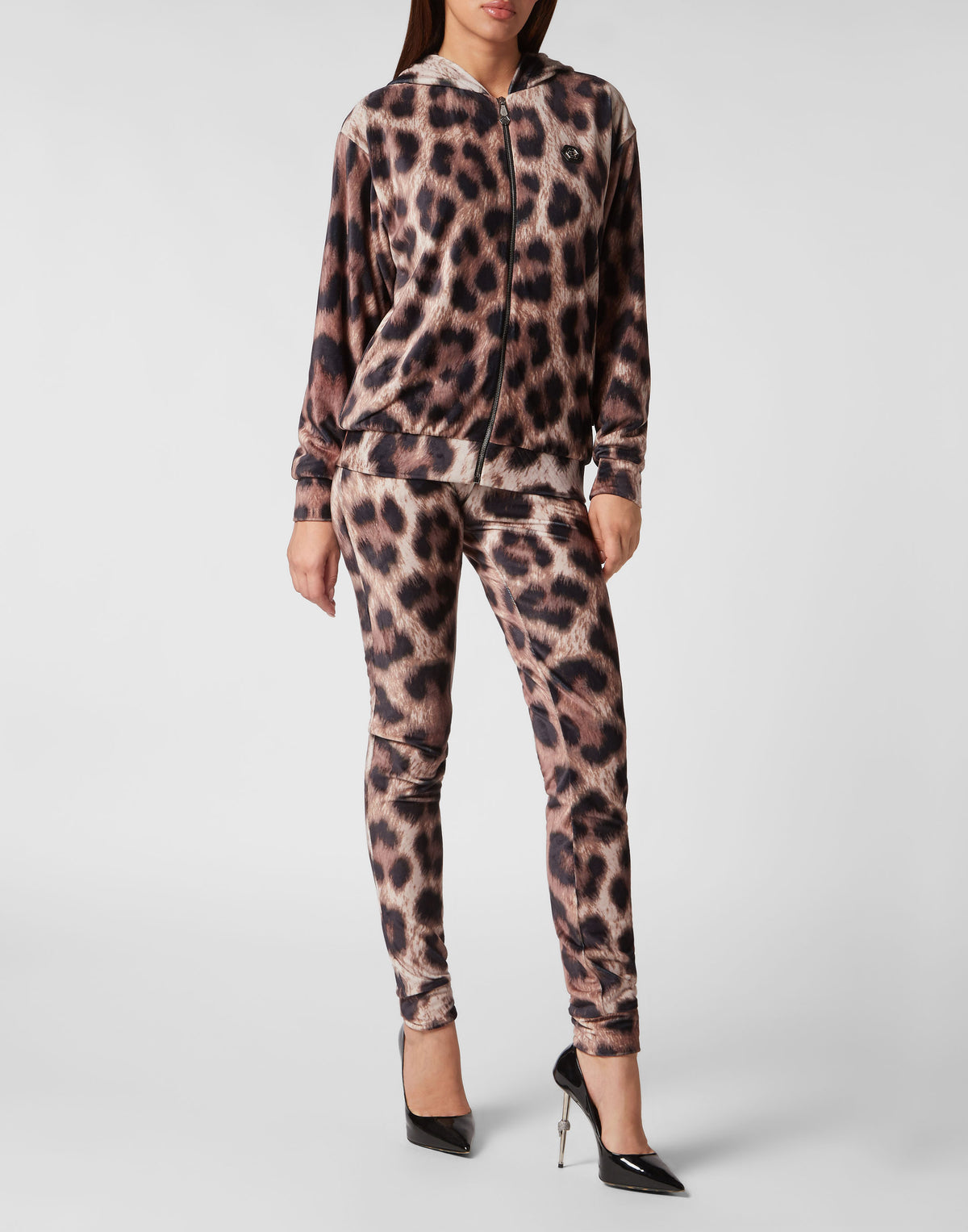 Philipp Plein｜Chenille Tracksuit: Hoodie Sweatjacket/Trousers Leopard 女款運動套裝