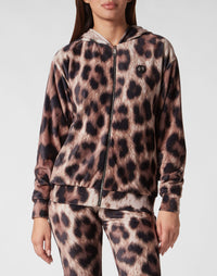 Philipp Plein｜Chenille Tracksuit: Hoodie Sweatjacket/Trousers Leopard 女款運動套裝