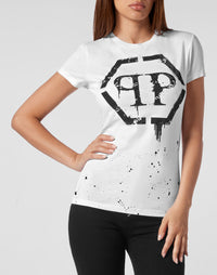 Philipp Plein｜T-shirt Round Neck Sexy Pure Fit Hexagon white 女款T恤