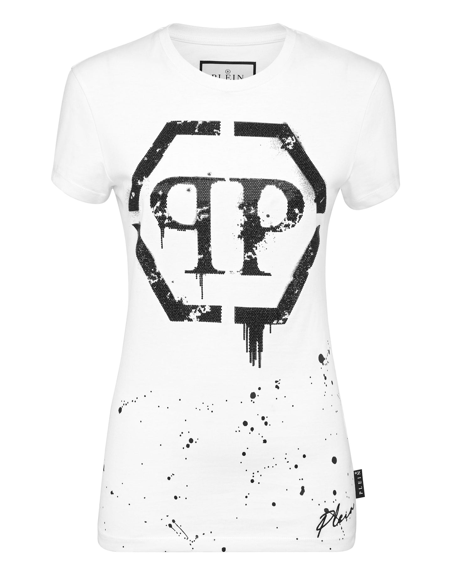 T-shirt Round Neck Sexy Pure Fit Hexagon white