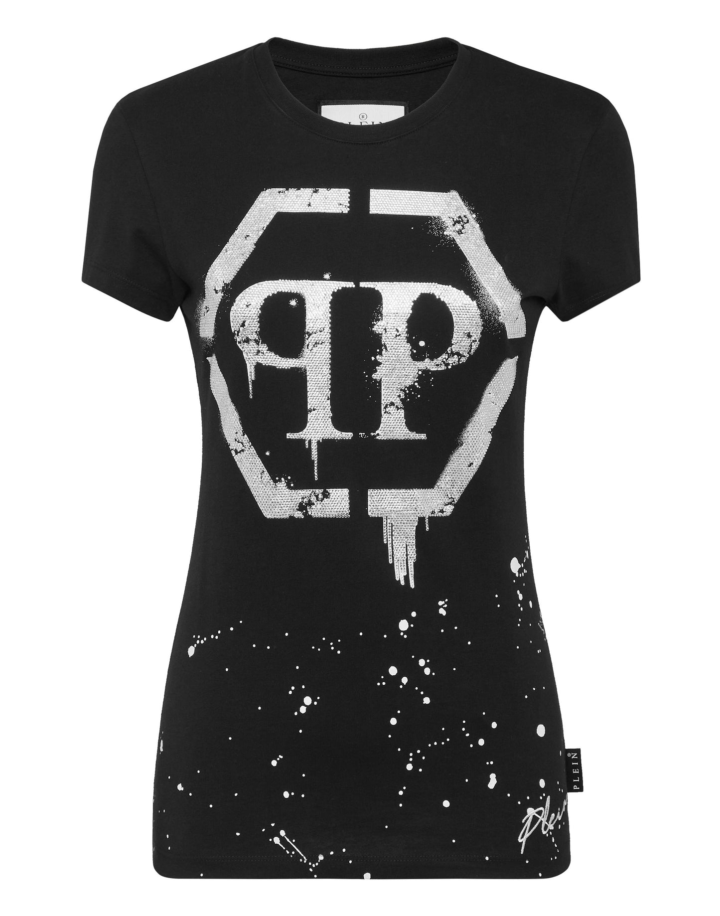 T-shirt Round Neck Sexy Pure Fit Hexagon black