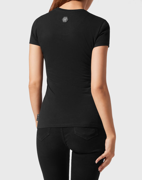 Philipp Plein｜T-shirt Round Neck Sexy Pure Fit Hexagon black 女款T恤