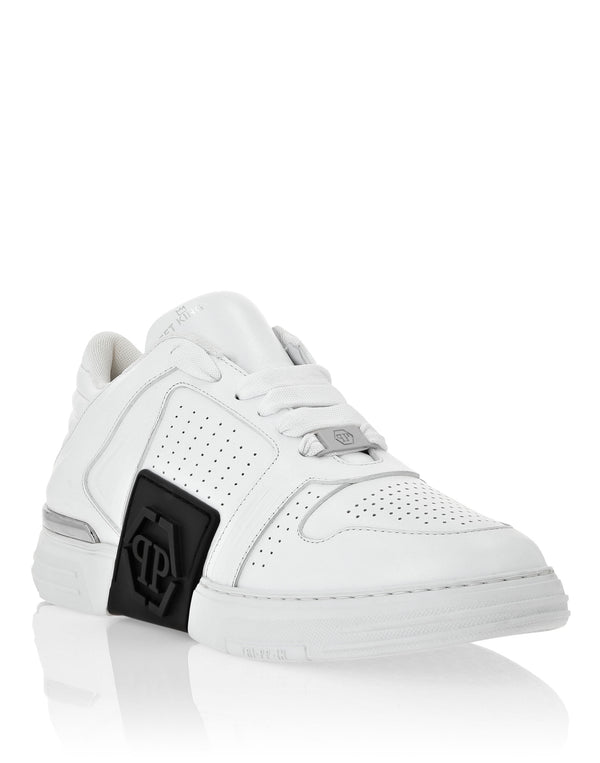 PHILIPP PLEIN Leather Lo-Top Sneakers white