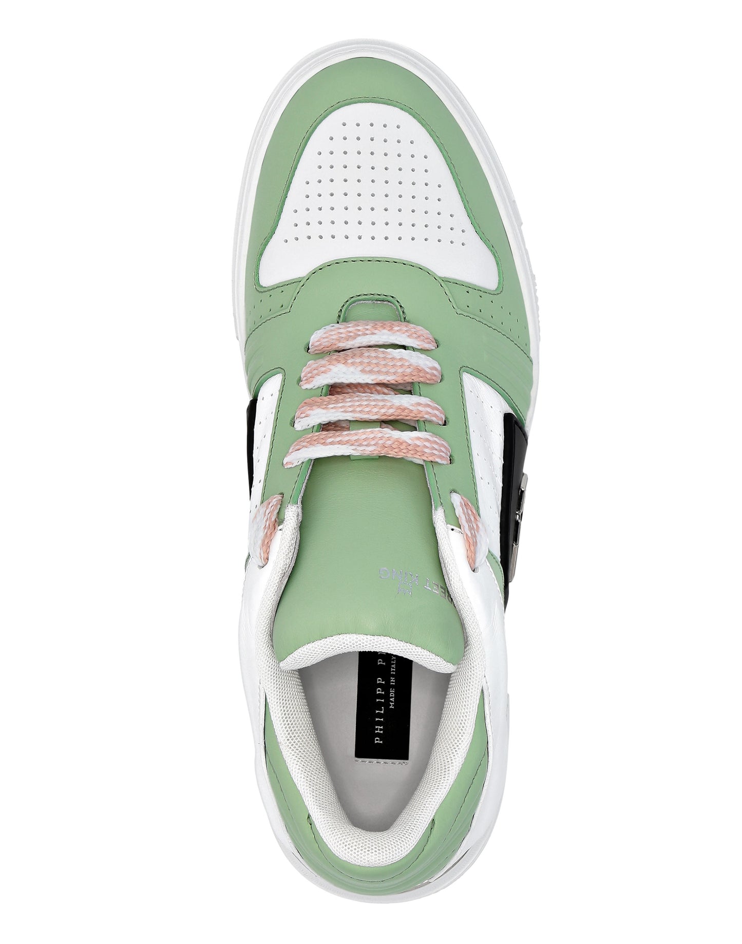 Leather Lo-Top Sneakers Hexagon pink+green