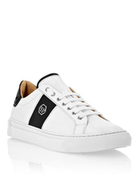 PHILIPP PLEIN Leather Lo-Top Sneakers Hexagon white / black