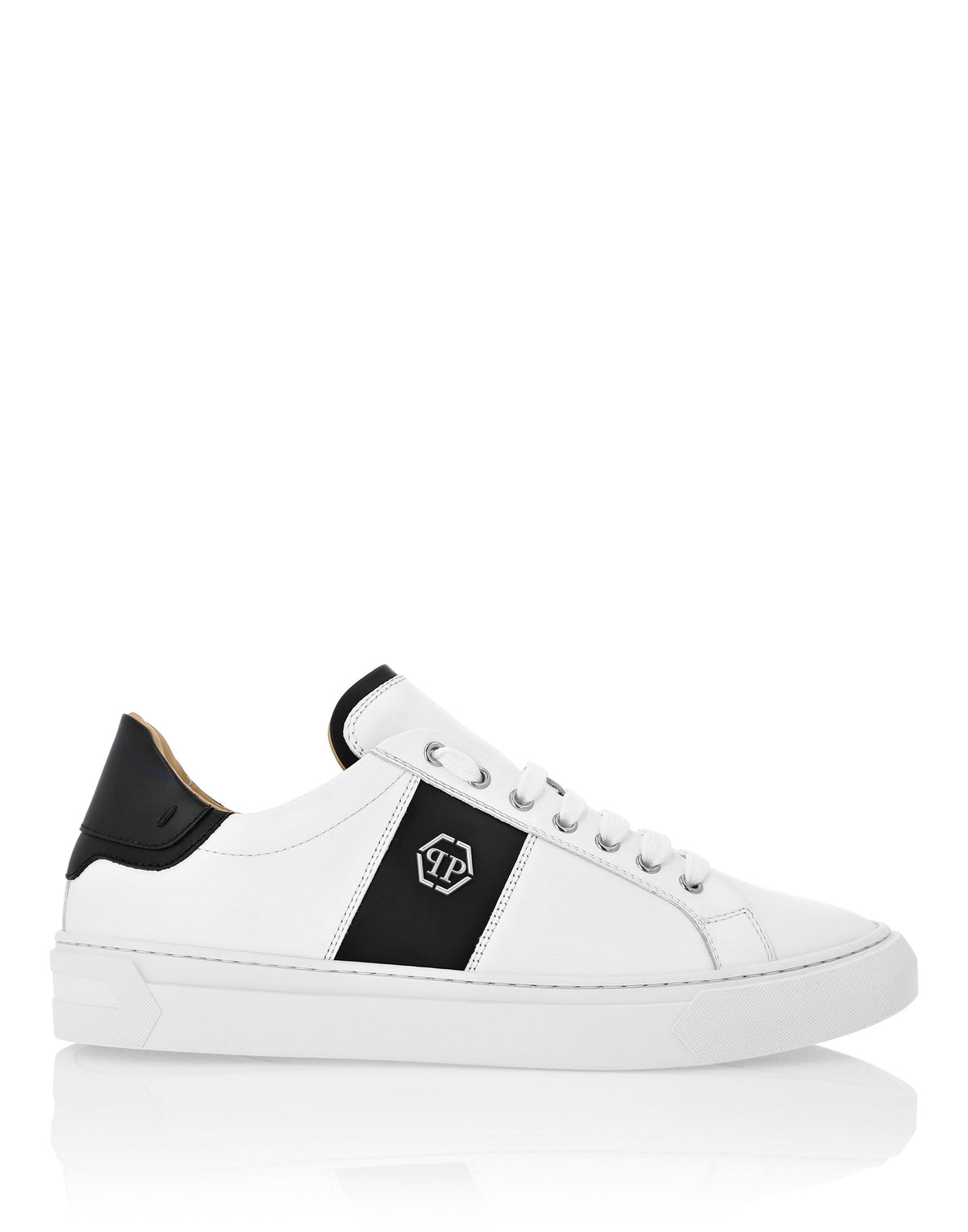 Philipp Plein｜Leather Lo-Top Sneakers Hexagon white / black 男款運動鞋