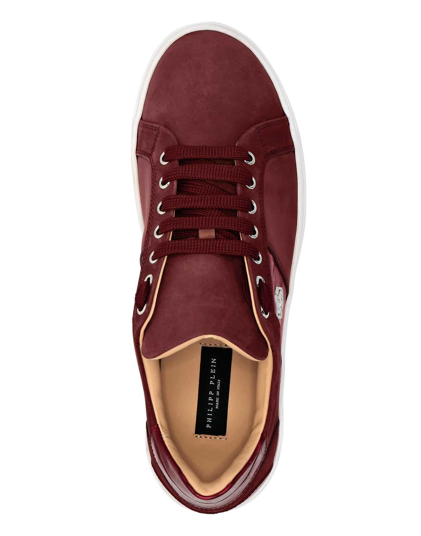 Nabuk Lo-Top Sneakers with Croco Print Hexagon red