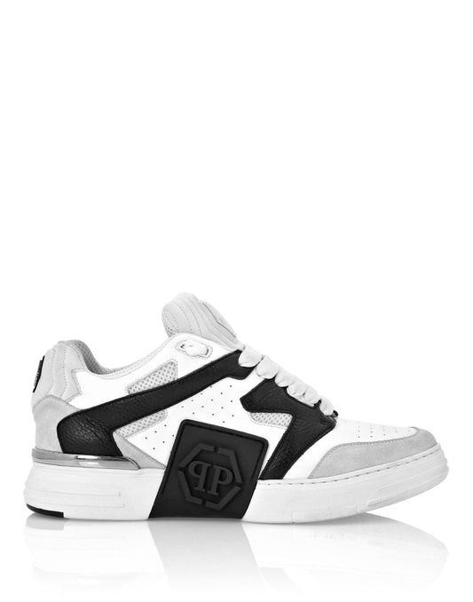 Mix Leather Lo-Top Sneakers white / black