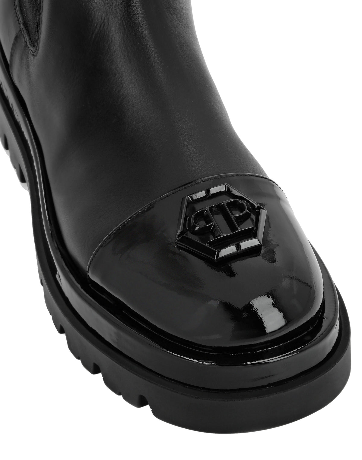 Mid-Flat Boots Hexagon Black