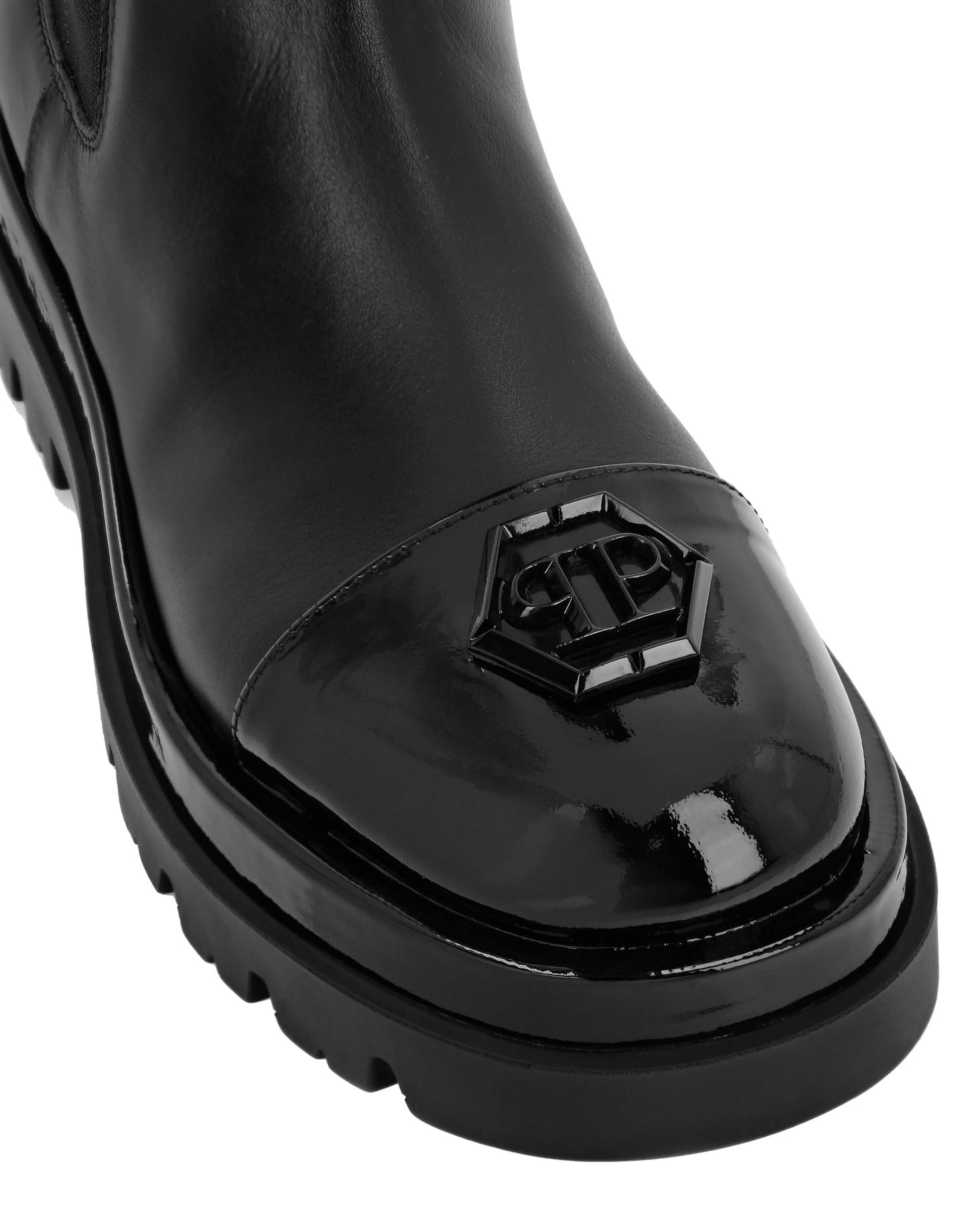 Mid Flat Boots Hexagon black