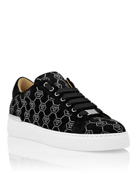 PHILIPP PLEIN Nappa Leather Lo-Top Sneakers Strass Monogram