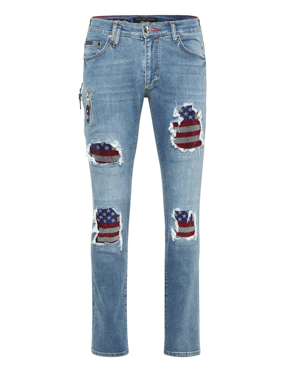 PHILIPP PLEIN Rock Star Fit Jeans American Flag
