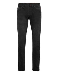 Philipp Plein Embroidered Super Straight Cross Gothic 深黑直筒牛仔褲 男款正面 尺寸32