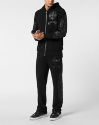 Philipp Plein Zip Hoodie Chrome Crest 男款黑色衛衣穿搭示範 189cm L號