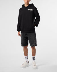 Philipp Plein Fleece Hoodie 連帽抽繩與袋鼠口袋細節展示