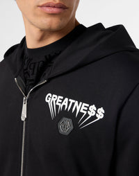 Philipp Plein Zip Hoodie Greatness 左胸GREATNE$$印花六角PP徽章細節特寫