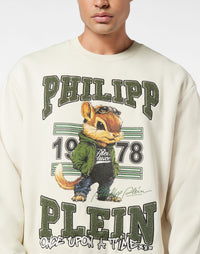 Philipp Plein Sweatshirt College Squirrel 1978復古數字與Once Upon A Time草書細節