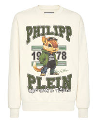 Philipp Plein Round Neck Sweatshirt College Squirrel 米白美式學院松鼠刺繡圓領衛衣 男款正面