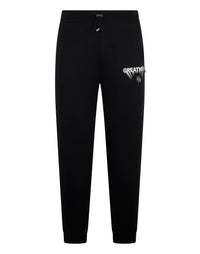 Philipp Plein Fleece Joggers Greatness 全黑棉質縮口運動褲 男款正面