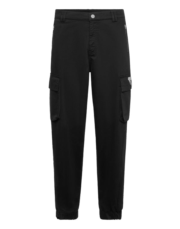 Philipp Plein Cargo Pants Greatness 全黑多口袋工裝縮口長褲 男款正面