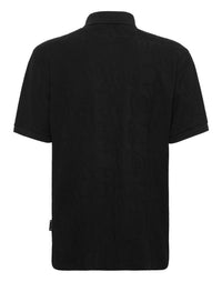 Philipp Plein Jacquard Crest Polo 提花布料質感與袖口羅紋細節