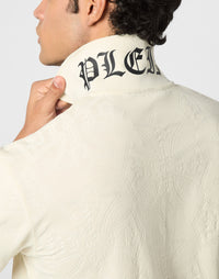 Philipp Plein Polo Jacquard Crest 米白款背面哥德PLEIN黑色印花展示
