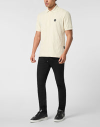 Philipp Plein Polo T-Shirt Jacquard Crest 男款米白Polo衫穿搭示範 189cm L號