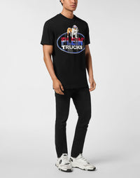 Philipp Plein Bulldog Crystal 男款黑色水鑽T恤穿搭示範 189cm L號