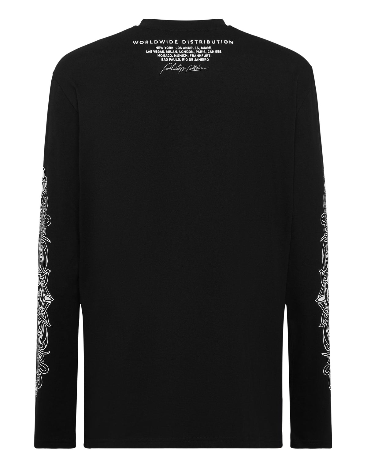 Philipp Plein Chrome Crest 長袖雙袖大面積白色巴洛克佩斯利花紋印花細節特寫