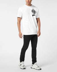 Philipp Plein Washed T-Shirt Destroyed Crest 男款白色水洗T恤穿搭示範 189cm L號