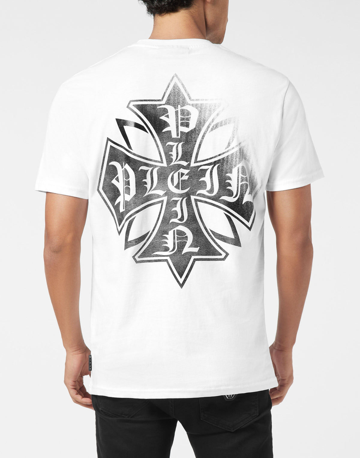 Philipp Plein Washed T-Shirt 黑色緞帶蝴蝶結裝飾與水洗布料質感細節