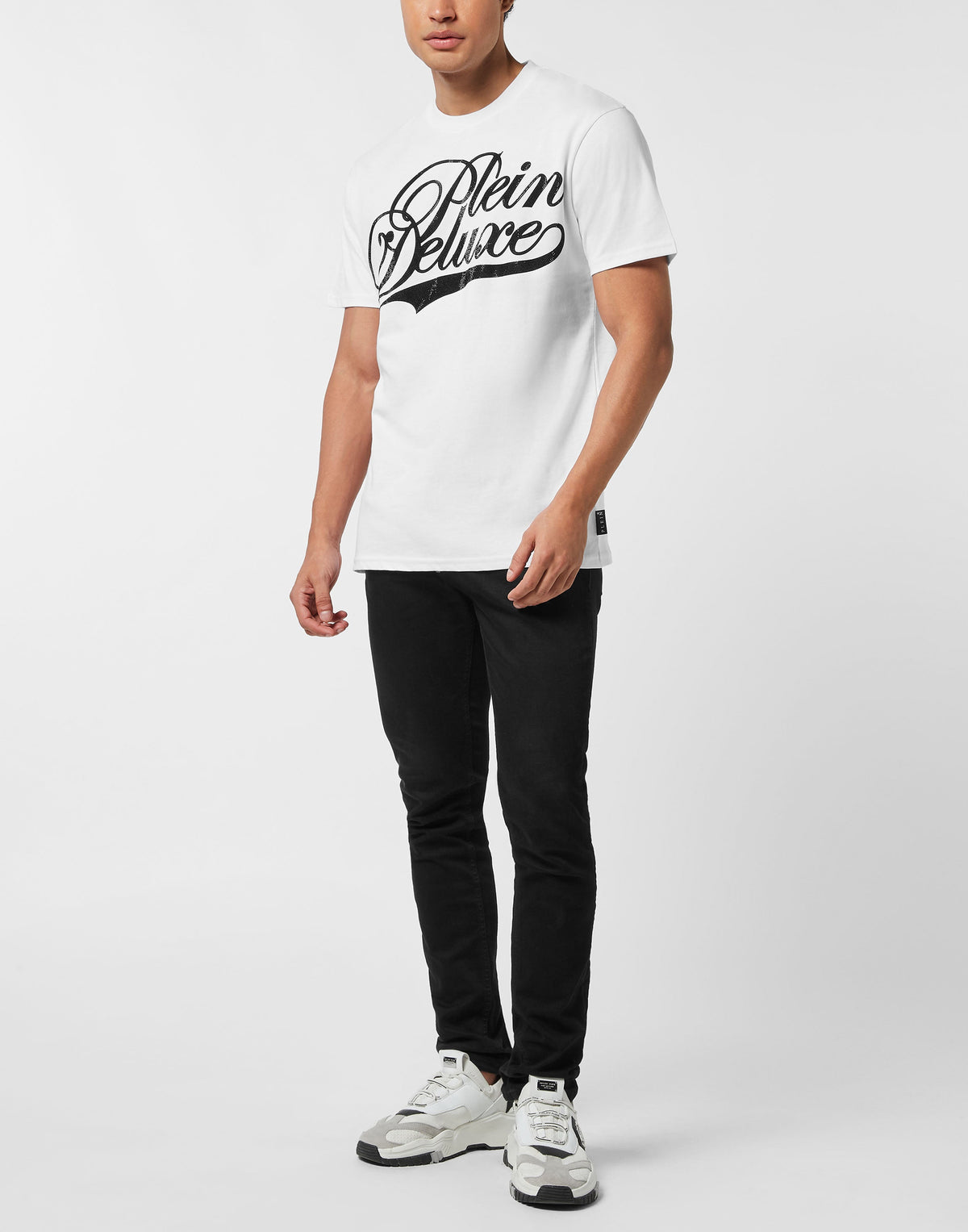 Philipp Plein T-Shirt Plein Deluxe Stones 男款白色T恤穿搭示範 189cm L號