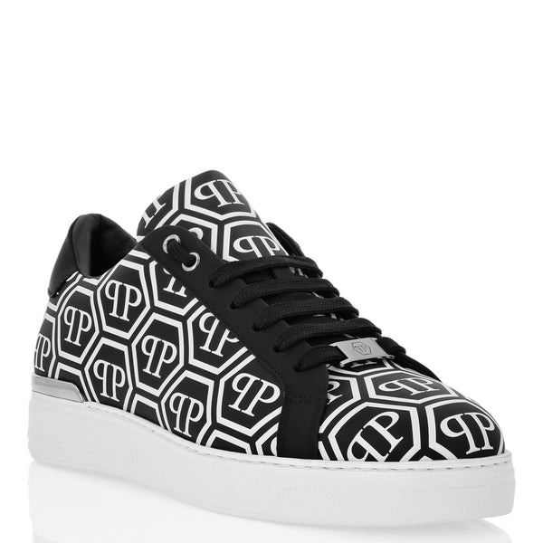 Philipp Plein｜Nappa Leather Low Top Sneakers Big Monogram 滿版六角印花低筒皮革運動鞋