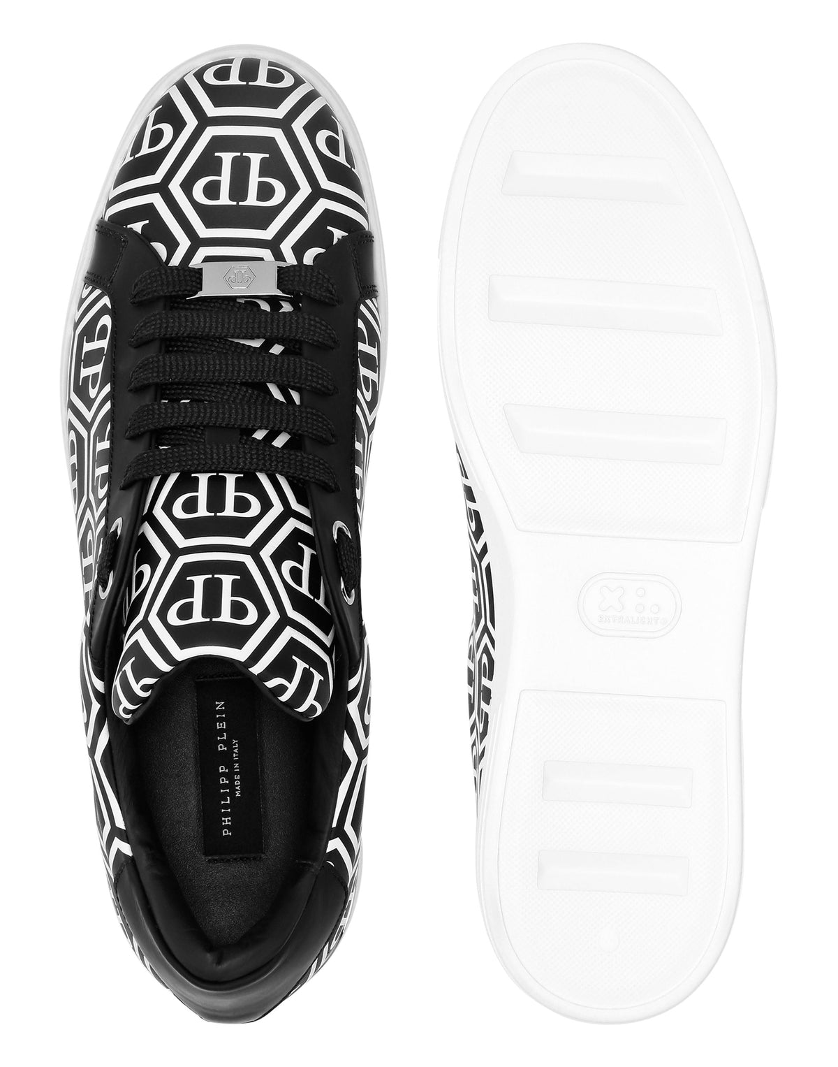 Philipp Plein Nappa Sneakers 白色厚底橡膠大底側面展示