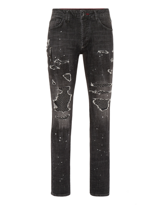 Denim Rock Star Trousers Strass