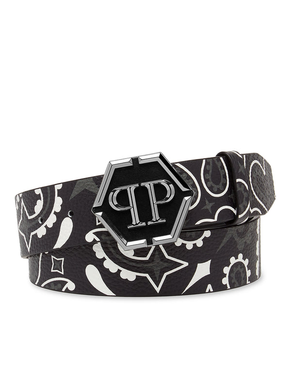 PHILIPP PLEIN Leather Belt Paisley