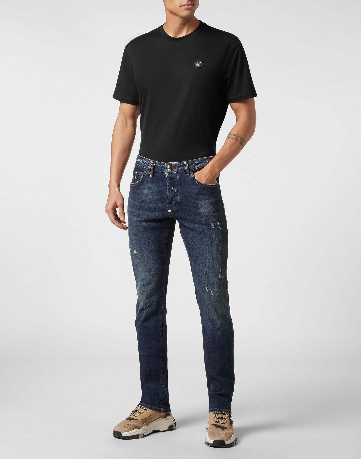 Denim Trousers Super Straight Cut Fit Deep Ocean